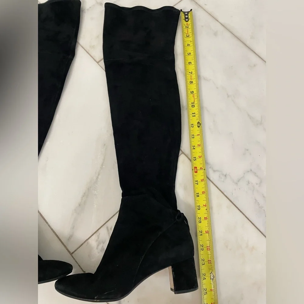 Tory Burch 41621 Black Over The Knee Suede Leather Laila Block Heel Boots size 8 - Picture 5 of 16